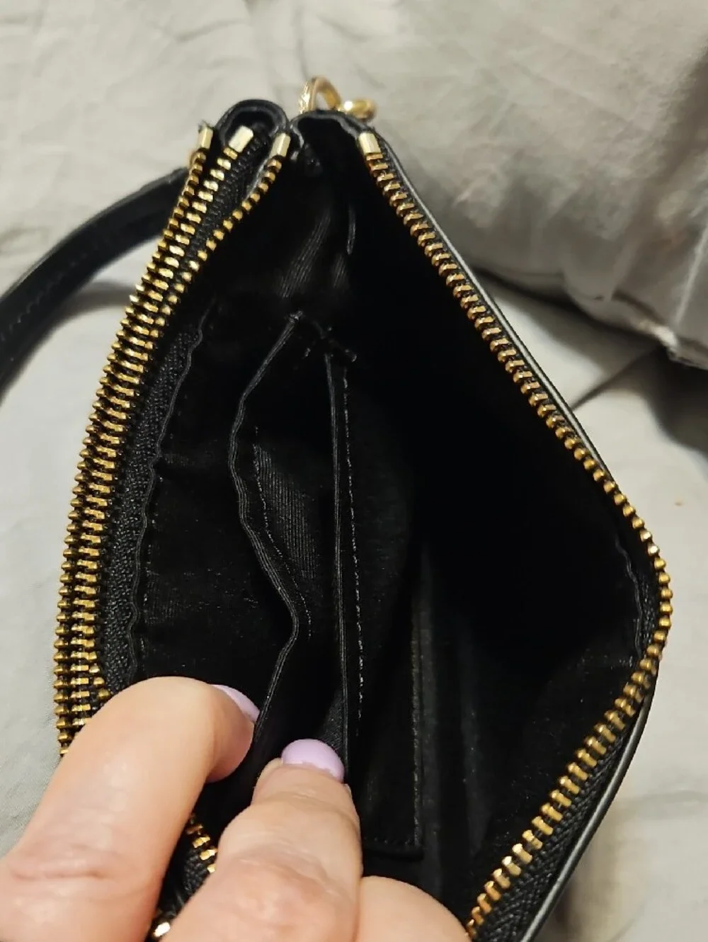 Coach Black Leather Wristlet with Gold Hardware